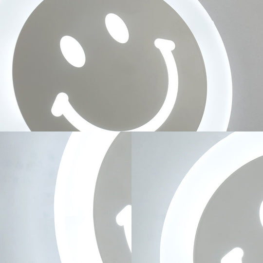 Smiley Face LED Sconce Lamp - Ultra-Thin Acrylic Shade, Warm/White LED Wall Lighting