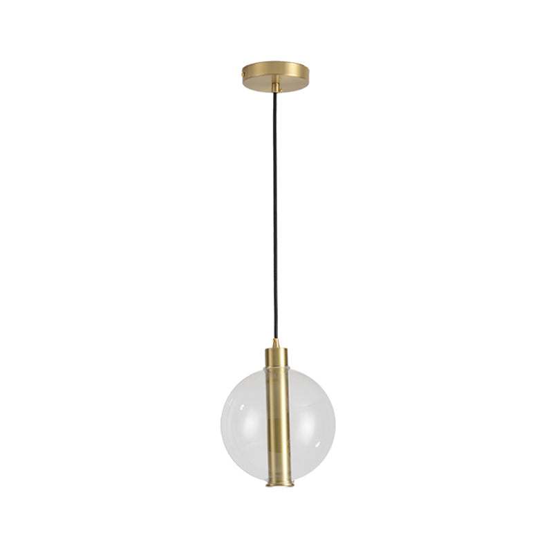 Minimalist Gold LED Pendant Lamp with Clear Glass Shade - Bedroom Ceiling Light