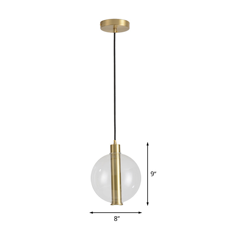 Minimalist Gold LED Pendant Lamp with Clear Glass Shade - Bedroom Ceiling Light