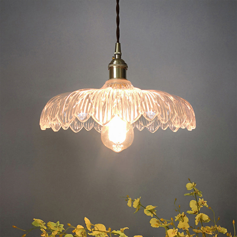 Modern White Prismatic Glass Umbrella Pendant Lamp - 10"/12" Wide, 1-Light, Brass Suspension, Ideal for Restaurants