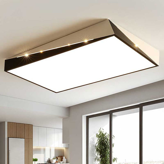 Stylish Split Design LED Flush Mount in Black and White with Warm/White Light for Living Room, Available in 3 Sizes (16"/19.5"/23.5")