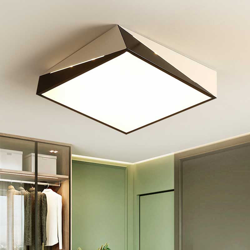 Stylish Split Design LED Flush Mount in Black and White with Warm/White Light for Living Room, Available in 3 Sizes (16"/19.5"/23.5")