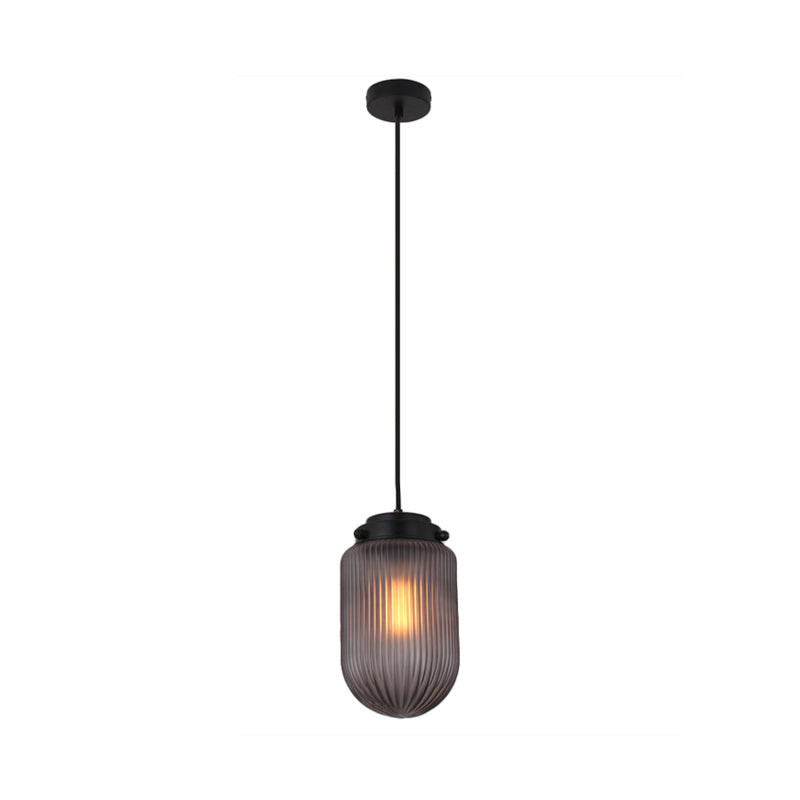 Modern Capsule Pendant Light in Smoke Gray/White with Prismatic Glass - Perfect for Kitchen Island