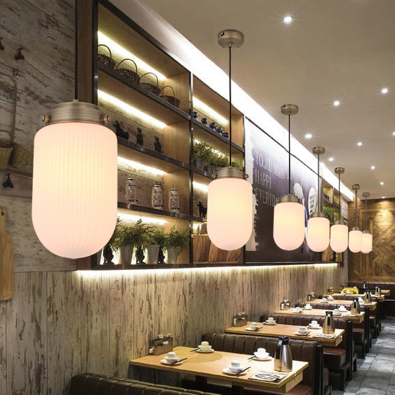 Modern Capsule Pendant Light in Smoke Gray/White with Prismatic Glass - Perfect for Kitchen Island