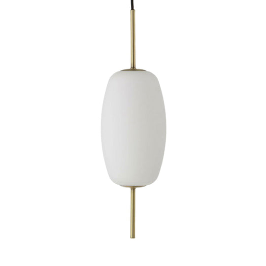 Modern White Glass Oval Pendant Light for Dining Room - 6"/8"/8.5" Wide, Hanging Ceiling Fixture with 1 Light
