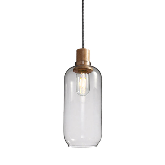 Nordic Clear Glass Jar Hanging Light Fixture for Bedroom - 1 Light Kit - 5"/6" Wide