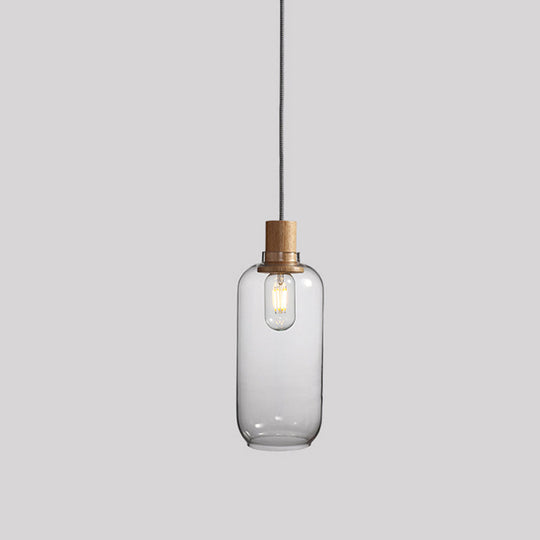 Nordic Clear Glass Jar Hanging Light Fixture for Bedroom - 1 Light Kit - 5"/6" Wide