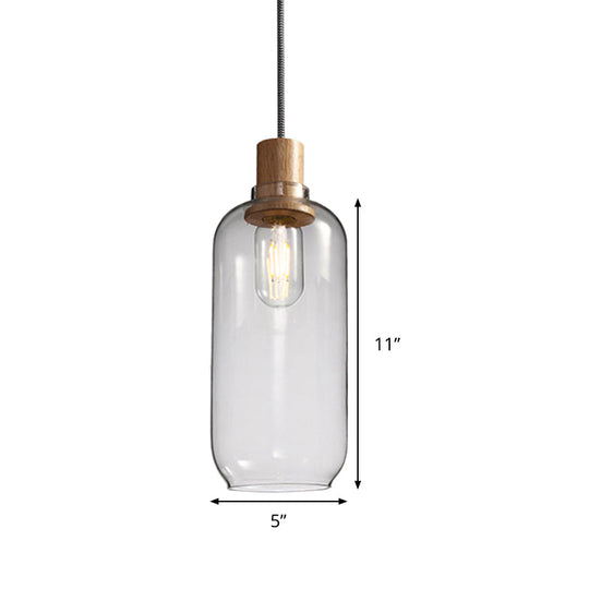 Nordic Clear Glass Jar Hanging Light Fixture for Bedroom - 1 Light Kit - 5"/6" Wide