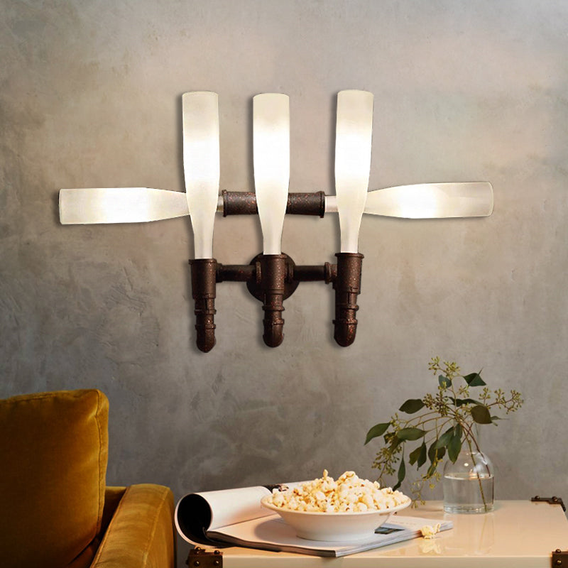 Rustic Industrial Wine Bottle Sconce Lamp with Frosted Glass - Wall Mounted Light for Dining Room (4/5-Bulb)