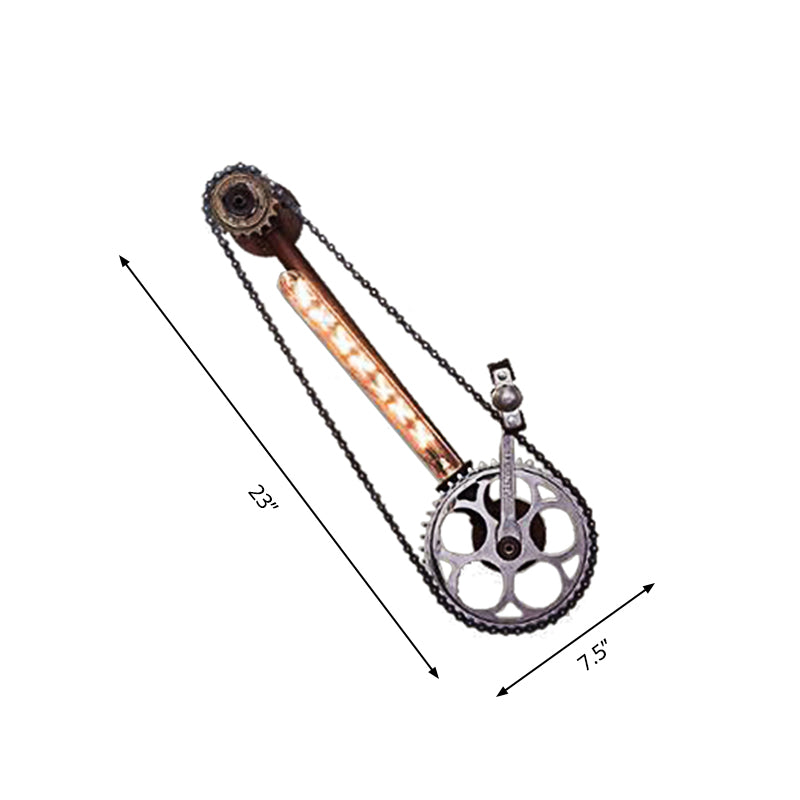 Industrial Black Metal Sconce Lighting: Wall Mounted Lamp with Gear Detailing for Dining Room (Single Bulb)