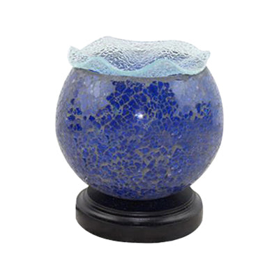 Tiffany Globe Shaped Desk Light with Plug In Cord - 1 Light Glass Small Desk Lamp in Blue/Red for Kids' Bedroom