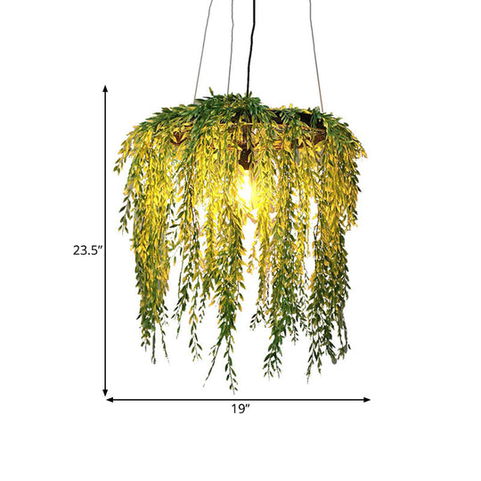 Vintage Metal 1-Head Black LED Pendant Lamp for Plant Restaurant, Hanging Design with Down Lighting, 13"/19"/23" Width