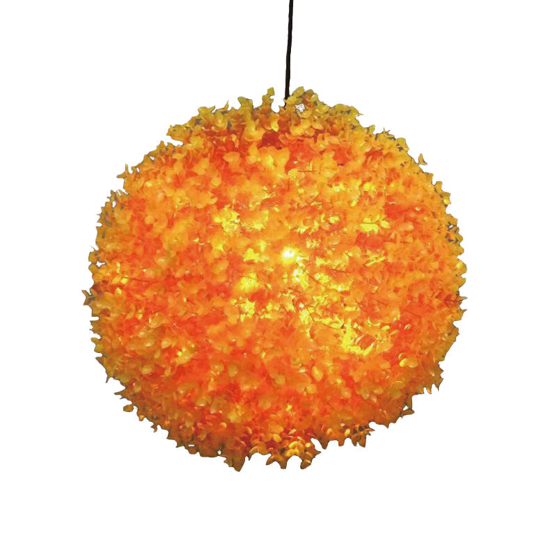 Industrial Metal Orange Hanging Light: Spherical 1-Light LED Ceiling Lamp for Restaurants - 12"/14"/16" Diameter