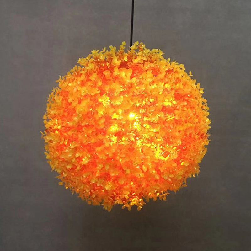 Industrial Metal Orange Hanging Light: Spherical 1-Light LED Ceiling Lamp for Restaurants - 12"/14"/16" Diameter