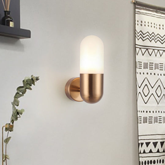 Postmodern Metal Wall Sconce Light: Capsule Design, 1-Light, Black/Gray/White, Bedroom Décor