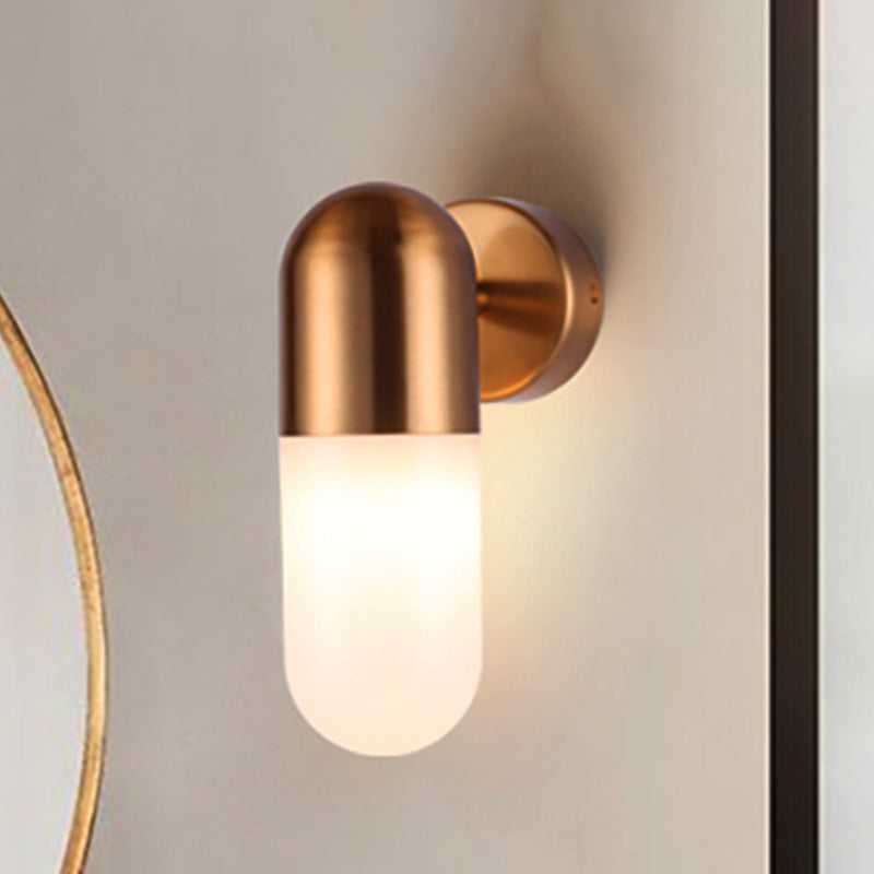 Postmodern Metal Wall Sconce Light: Capsule Design, 1-Light, Black/Gray/White, Bedroom Décor