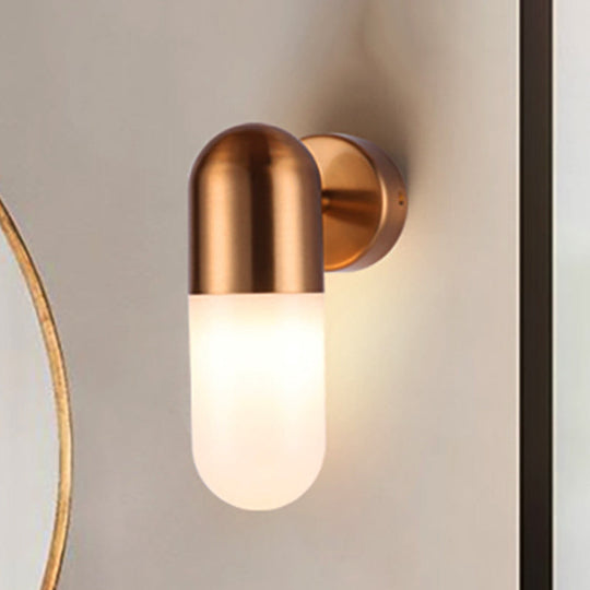 Postmodern Metal Wall Sconce Light: Capsule Design, 1-Light, Black/Gray/White, Bedroom Décor