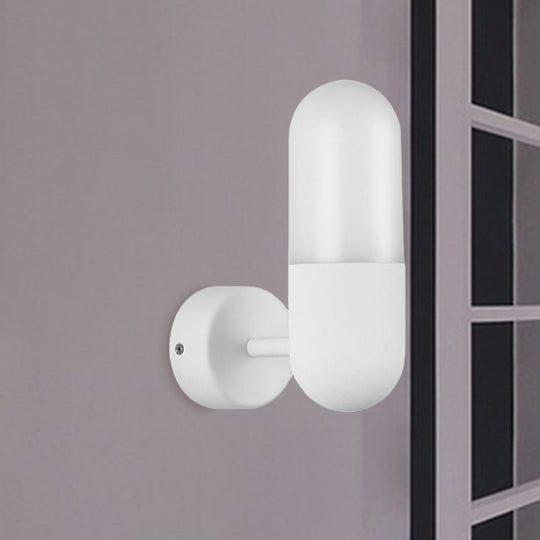 Postmodern Metal Wall Sconce Light: Capsule Design, 1-Light, Black/Gray/White, Bedroom Décor