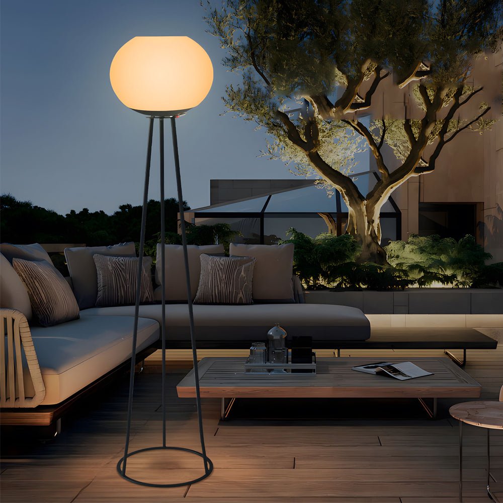 52 Inch Globe LED Outdoor Tripod Floor Lamp