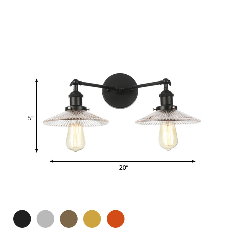 Clear Glass Wall Sconce with 2 Lights in Bronze/Brass/Chrome Finish - Perfect for Indoor Lighting