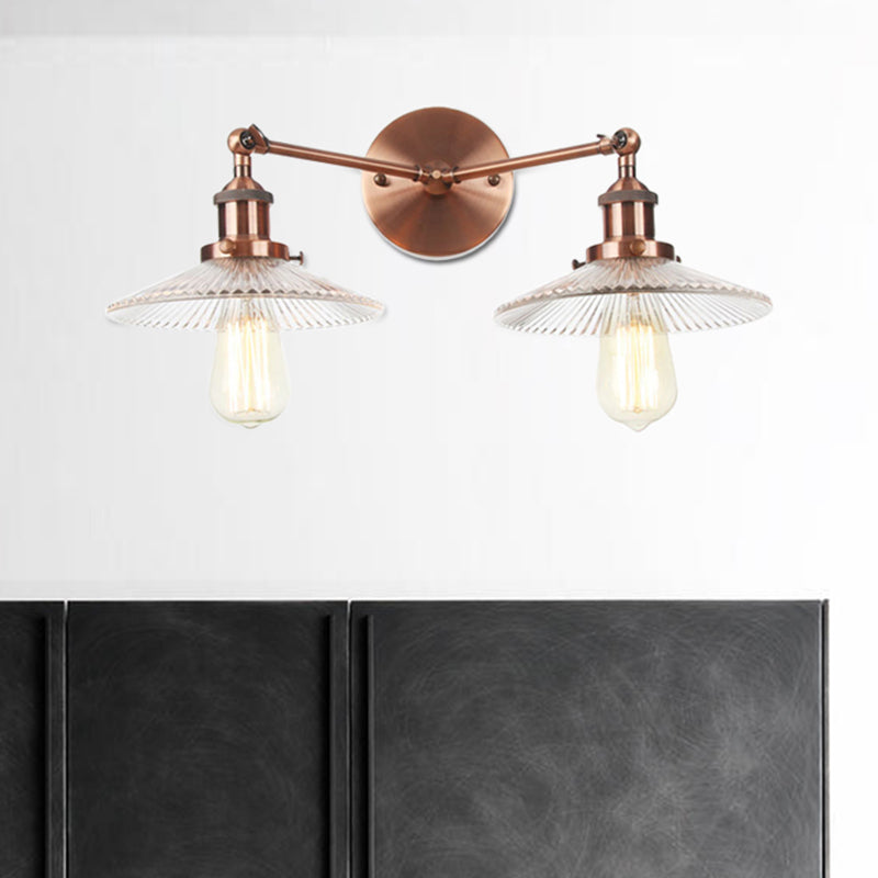 Clear Glass Wall Sconce with 2 Lights in Bronze/Brass/Chrome Finish - Perfect for Indoor Lighting