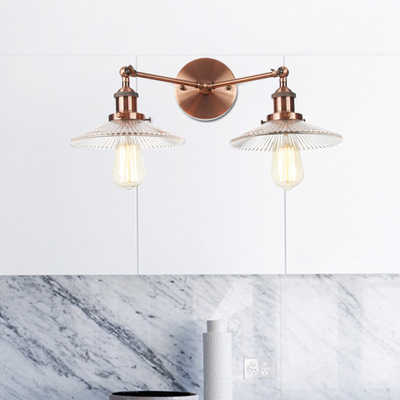 Clear Glass Wall Sconce with 2 Lights in Bronze/Brass/Chrome Finish - Perfect for Indoor Lighting