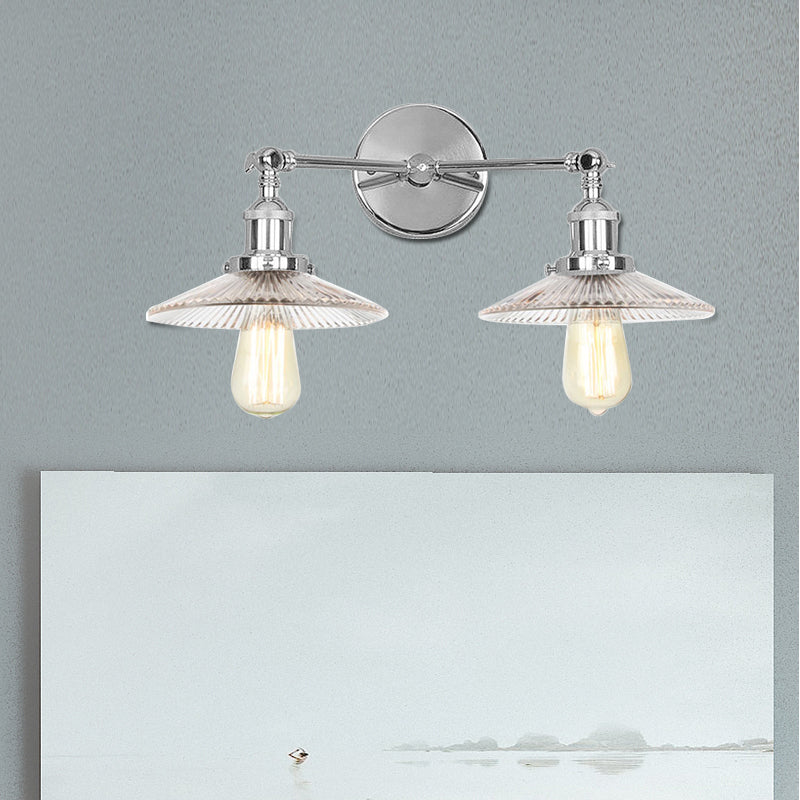 Clear Glass Wall Sconce with 2 Lights in Bronze/Brass/Chrome Finish - Perfect for Indoor Lighting