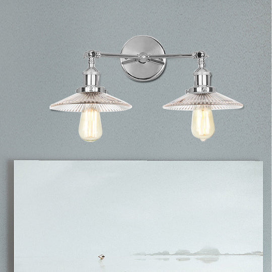 Clear Glass Wall Sconce with 2 Lights in Bronze/Brass/Chrome Finish - Perfect for Indoor Lighting