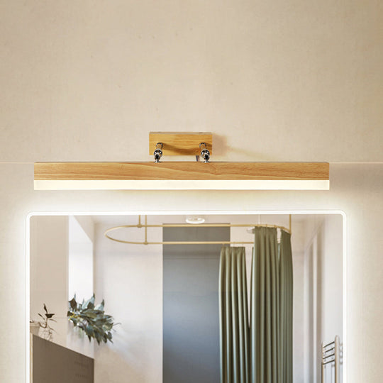 Contemporary Wood LED Wall Mounted Vanity Lamp - Linear Vanity Light in White/Warm Light, Multiple Width Options
