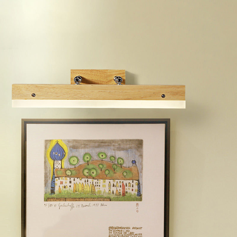 Contemporary Wood LED Wall Mounted Vanity Lamp - Linear Vanity Light in White/Warm Light, Multiple Width Options