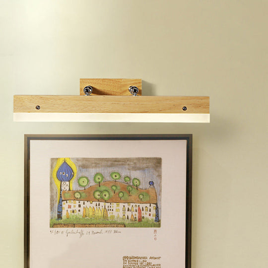 Contemporary Wood LED Wall Mounted Vanity Lamp - Linear Vanity Light in White/Warm Light, Multiple Width Options