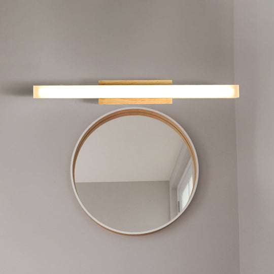 Modern Wood Linear Vanity LED Light in 3 Sizes with White or Warm Light Option