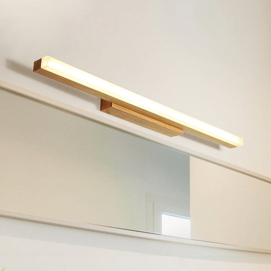 Modern Wood Linear Vanity LED Light in 3 Sizes with White or Warm Light Option