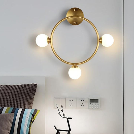 Modern Brass Metal Wall Sconce with 3 LED Lights for Bedside