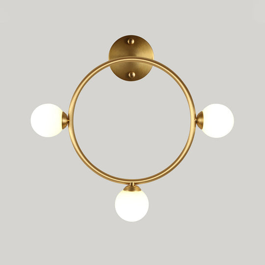 Modern Brass Metal Wall Sconce with 3 LED Lights for Bedside
