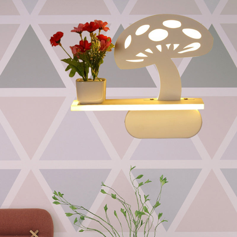 Modern Acrylic Wall Sconce with Shelf - White