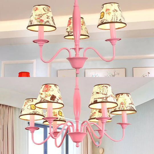 Metal Pink Bag-inspired Chandelier Light for Contemporary Girls' Bedroom