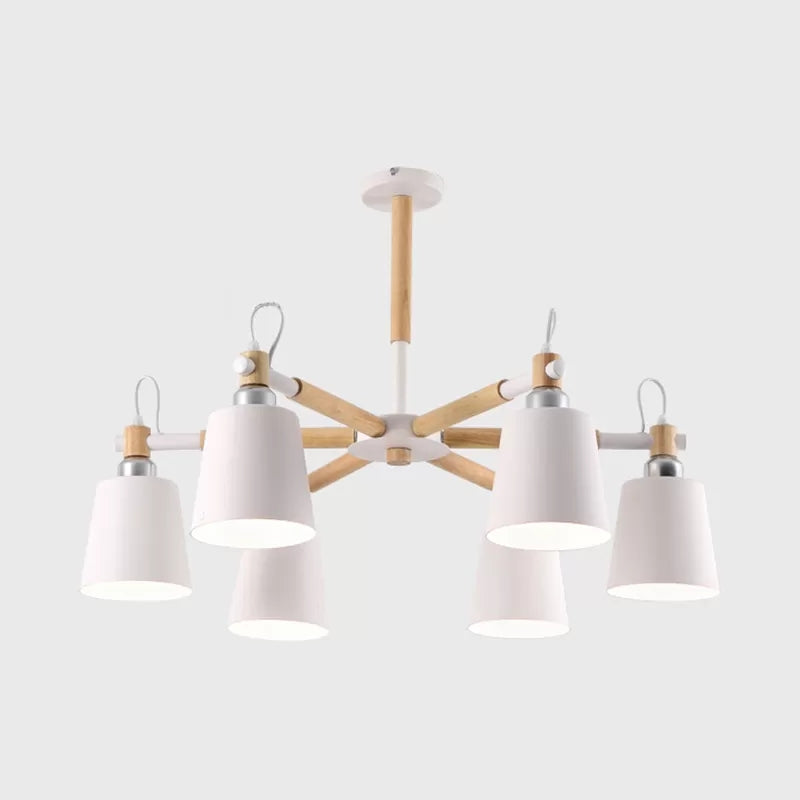 Contemporary Chandelier with Trapezoid Metal Shade - 6 Lights - Stylish Hanging Light for Foyers