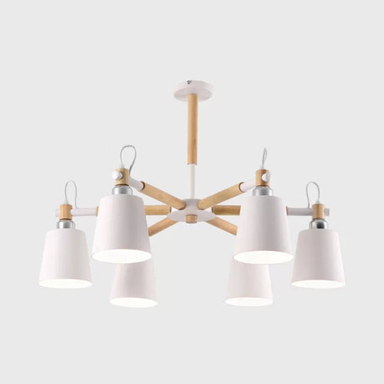 Contemporary Chandelier with Trapezoid Metal Shade - 6 Lights - Stylish Hanging Light for Foyers