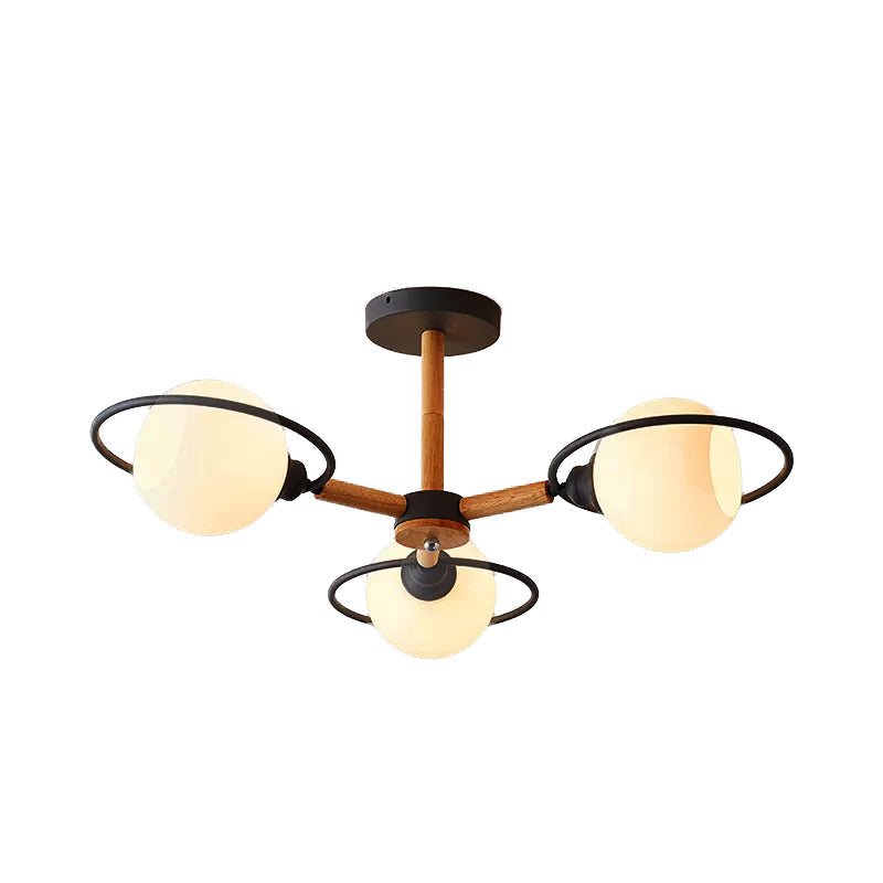 Modern Nordic Pendant Chandelier with 3 Milk Glass Spherical Shades - Kitchen Lighting