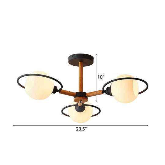 Modern Nordic Pendant Chandelier with 3 Milk Glass Spherical Shades - Kitchen Lighting