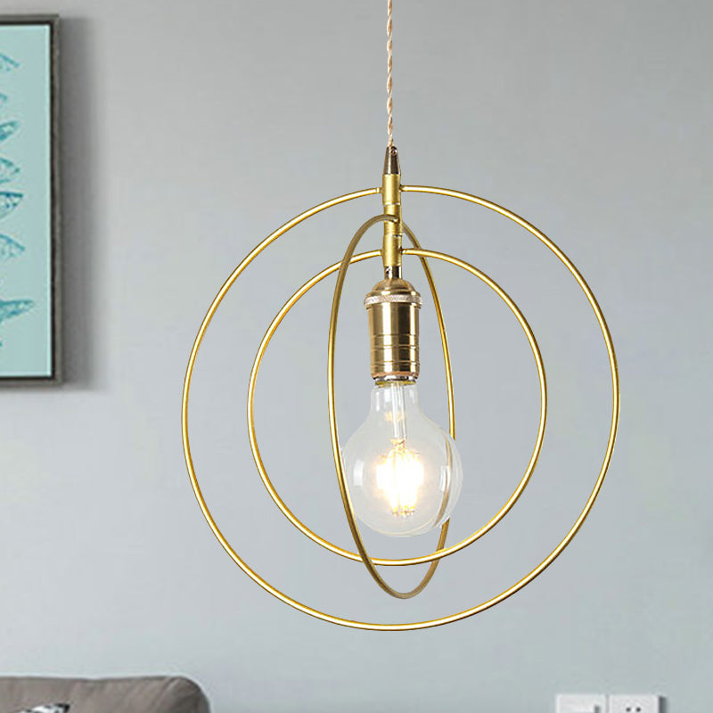 Minimalist Gold Hanging Pendant Lamp Fixture with 1 Light for Living Room