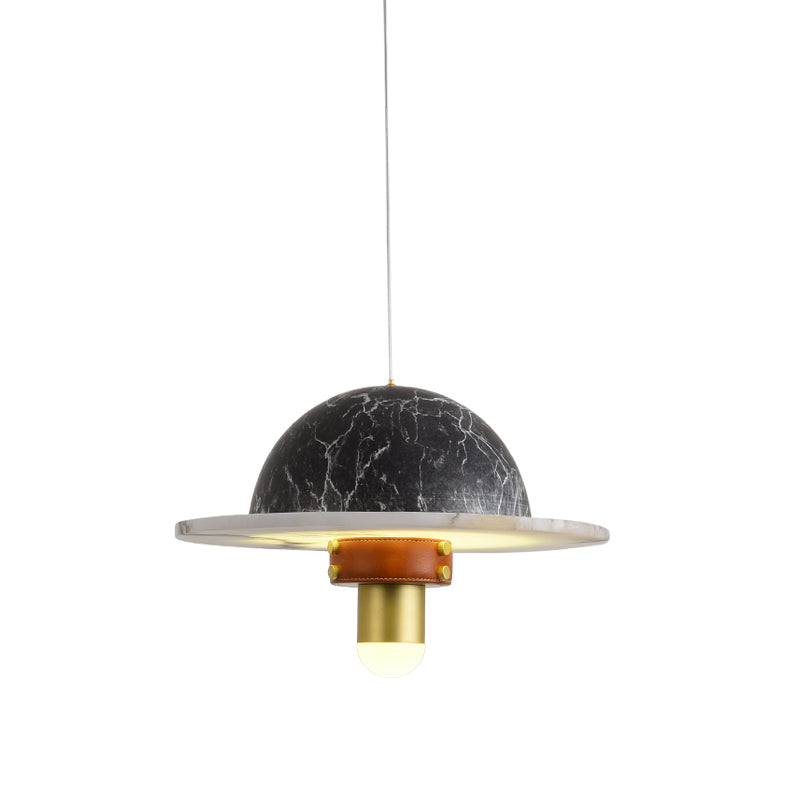 Modernist LED Marble Airship Pendant Ceiling Light - Black, Ideal for Bedrooms