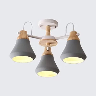 Nordic Style Child Bedroom Pendant Light with Metal Urn Shade - 3-Bulb Chandelier