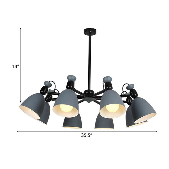 Macron Loft Domed Shade Chandelier – 6-Light Metal Hanging Light for Living Room