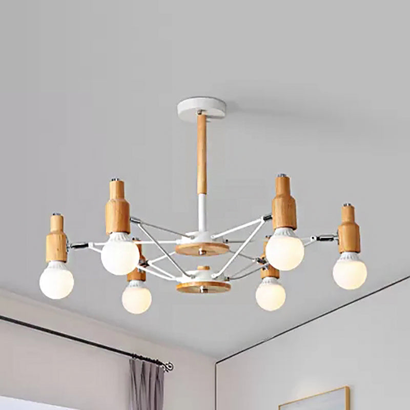 Nordic Style White Open Bulb Chandelier - Elegant Hanging Light for Living Room