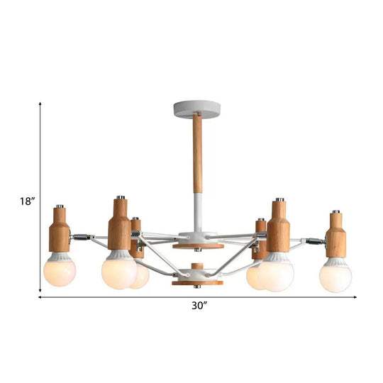 Nordic Style White Open Bulb Chandelier - Elegant Hanging Light for Living Room