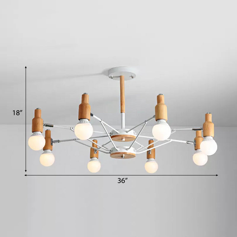 Nordic Style White Open Bulb Chandelier - Elegant Hanging Light for Living Room