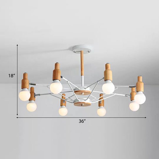 Nordic Style White Open Bulb Chandelier - Elegant Hanging Light for Living Room