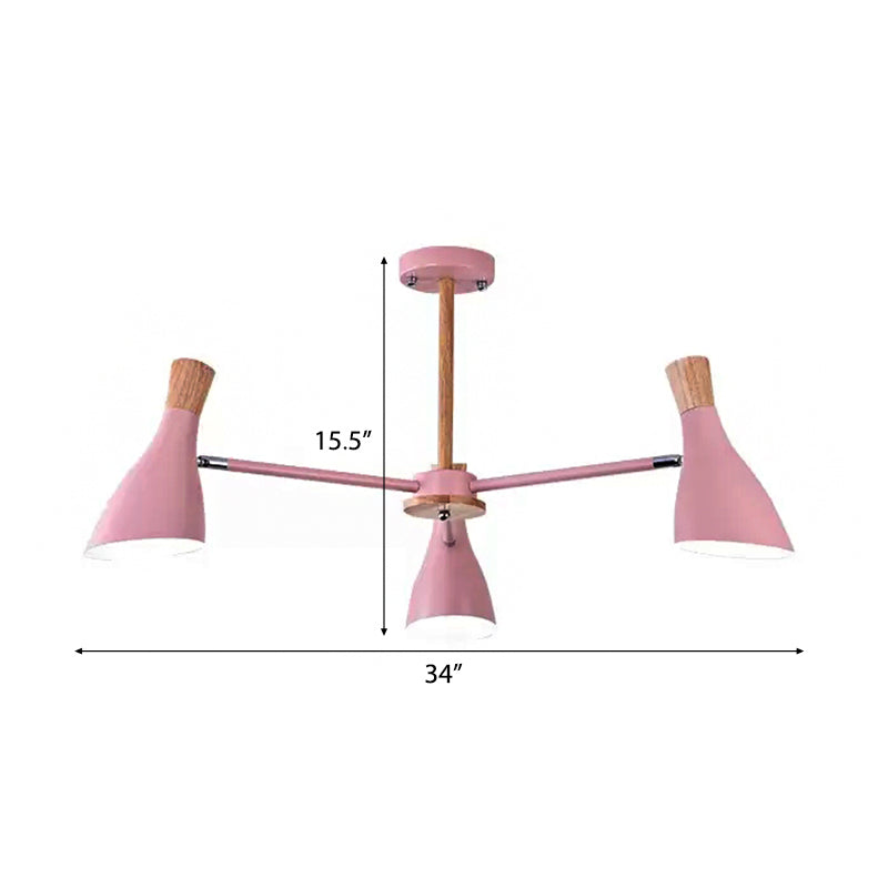 Kids Metal Chandelier: Rotatable Bottle Shape Light in Pink for Nursing Room